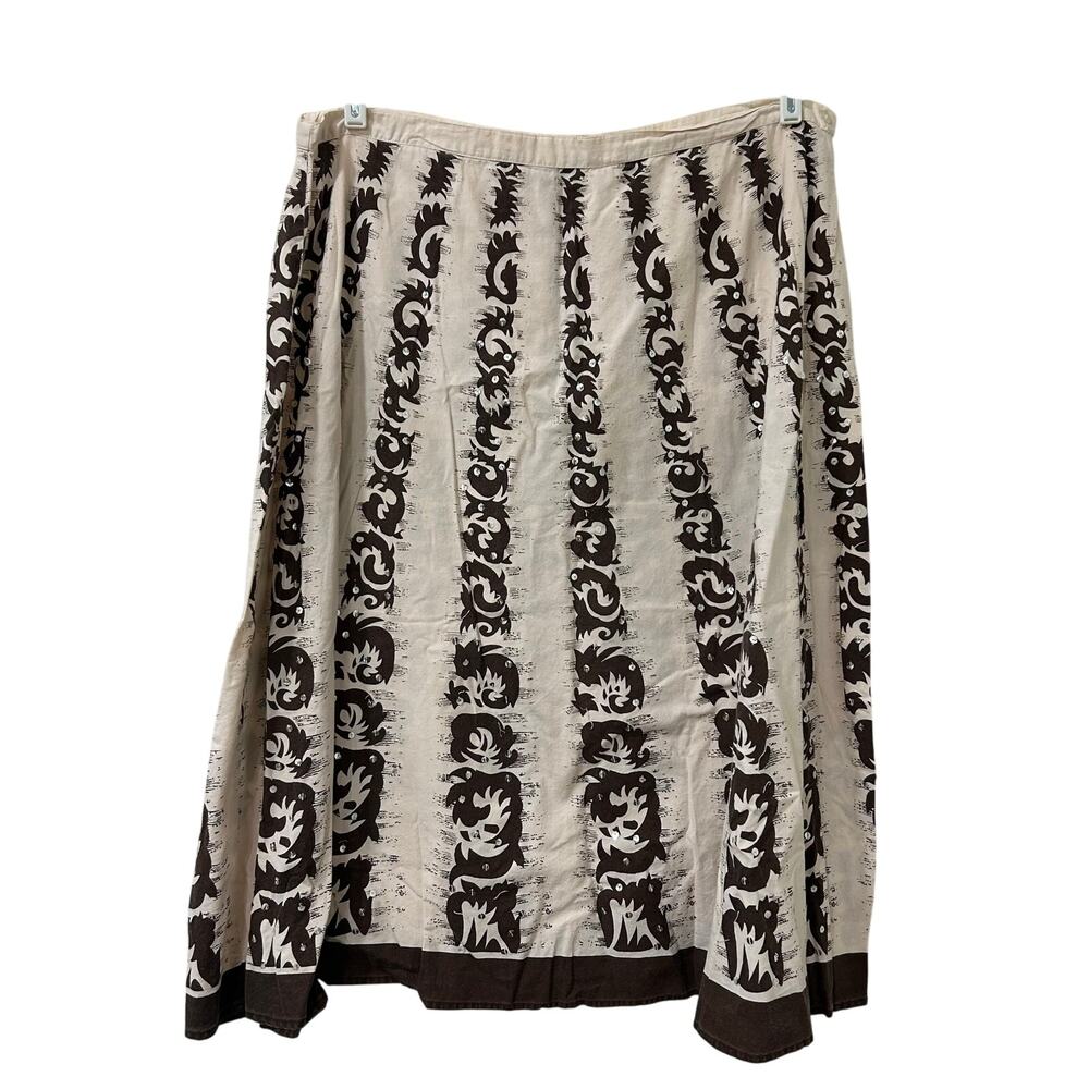 Route 66 Vtg Women XL Brown & White Patterened Sequin Maxi Skirt Y2K Indie Boho